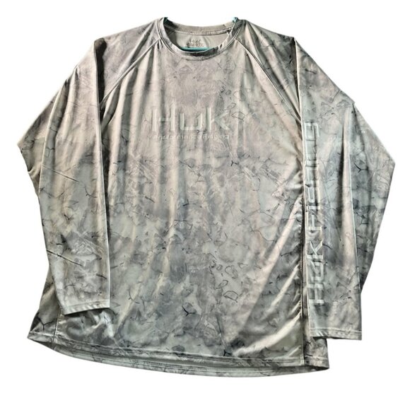Huk Performance Fishing Shirt Mens 3XL Gray Camo Long Sleeve UPF Outdoor XXL - Picture 1 of 3